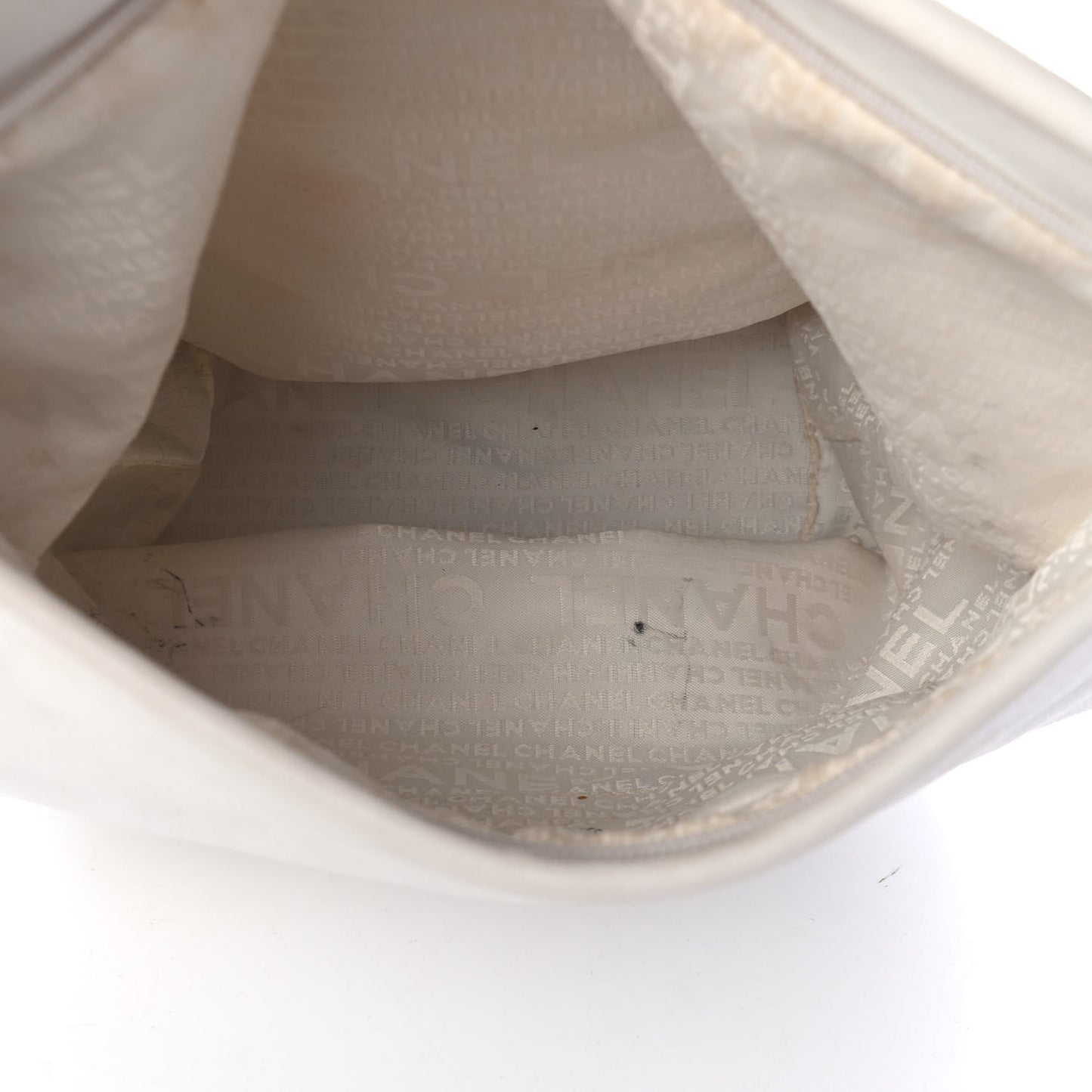 Calfskin CC Bucket Hobo White