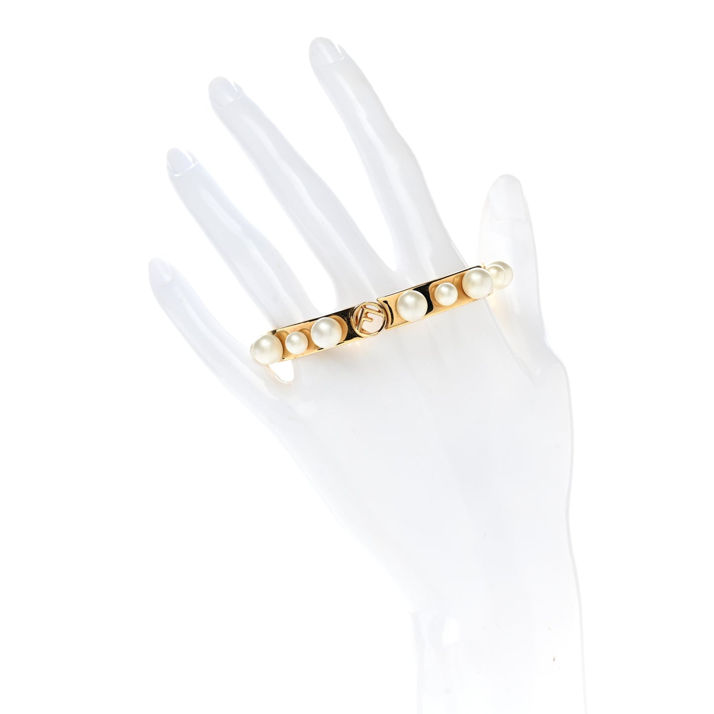 Metal Pearl Logo Bracelet S Gold