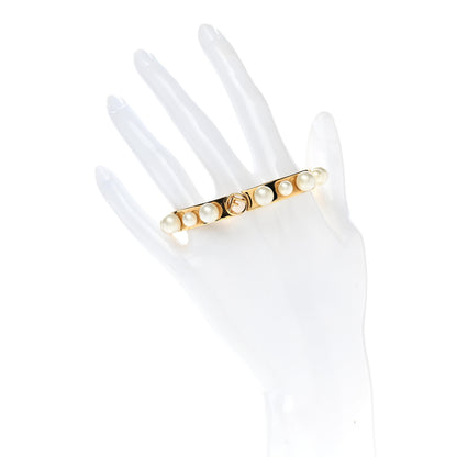 Fendi Metal Pearl Logo Bracelet S Gold 2 of 6