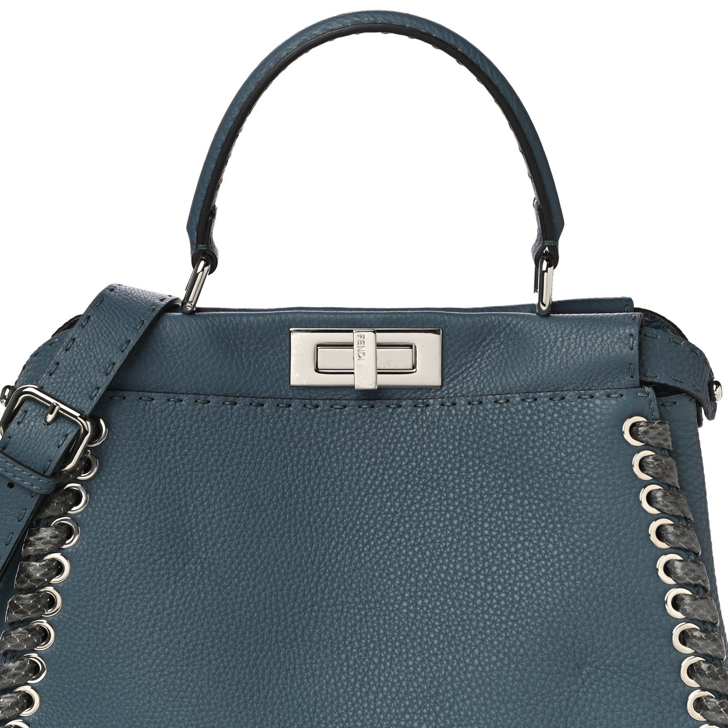 Cuoio Romano Selleria Elaphe Lace Up Medium Peekaboo Iconic Satchel Tempesta