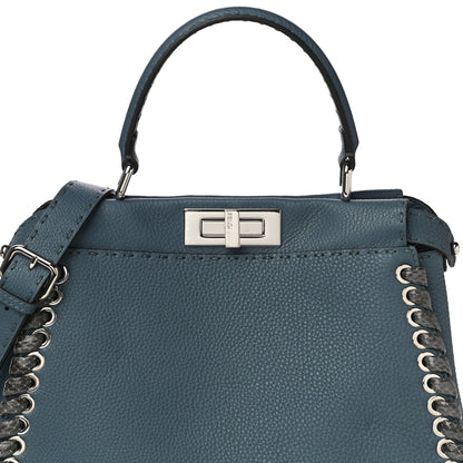 Fendi Cuoio Romano Selleria Elaphe Lace Up Medium Peekaboo Iconic Satchel Tempesta 9 of 16