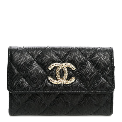 Chanel Caviar Quilted Textured CC Flap Card Holder Black 1 of 9