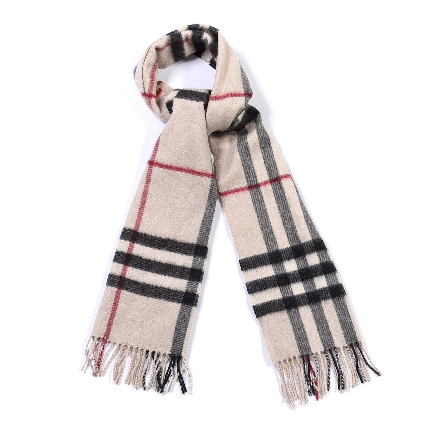 Burberry Cashmere Check Fringe Scarf Stone 8 of 8