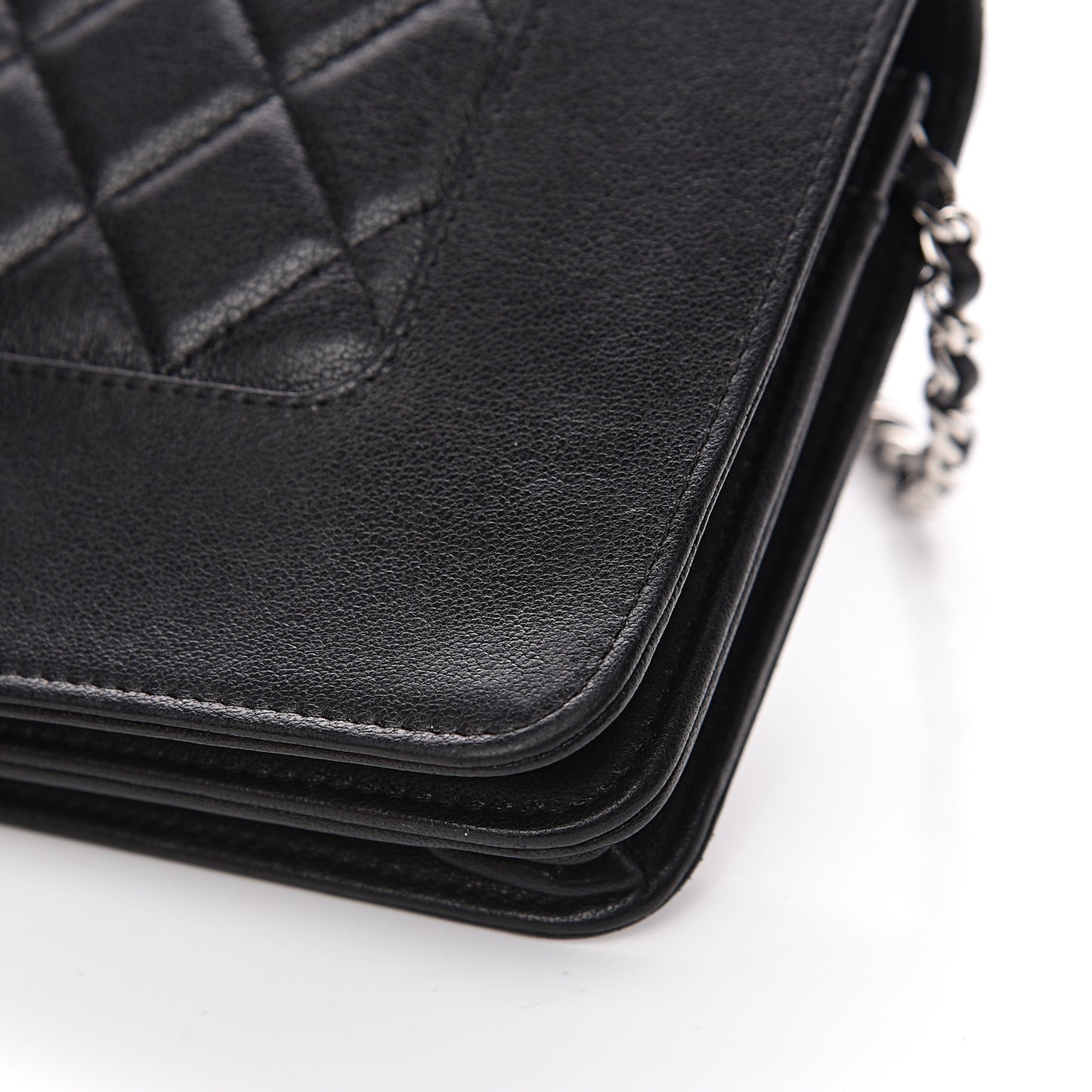 Sheepskin Quilted Mademoiselle Vintage Wallet On Chain WOC Black