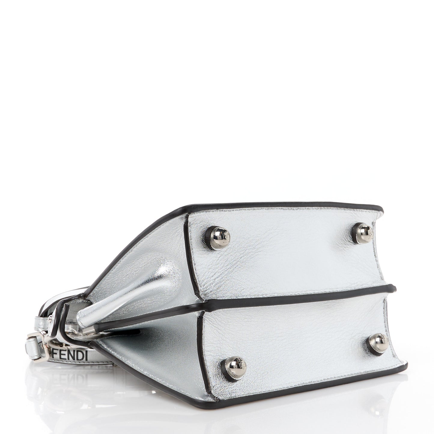 X MARC JACOBS Vitello Catalan Mirror Petite Peekaboo I SEE U Satchel Argento