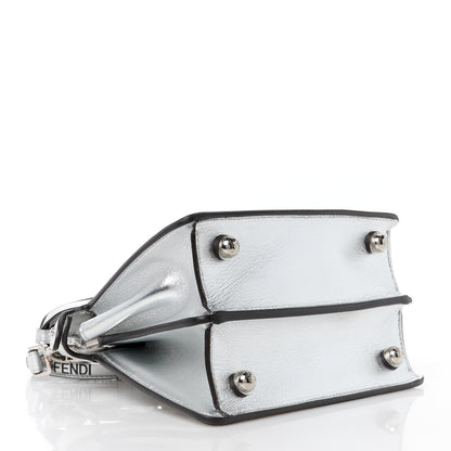 Fendi X MARC JACOBS Vitello Catalan Mirror Petite Peekaboo I SEE U Satchel Argento 4 of 11
