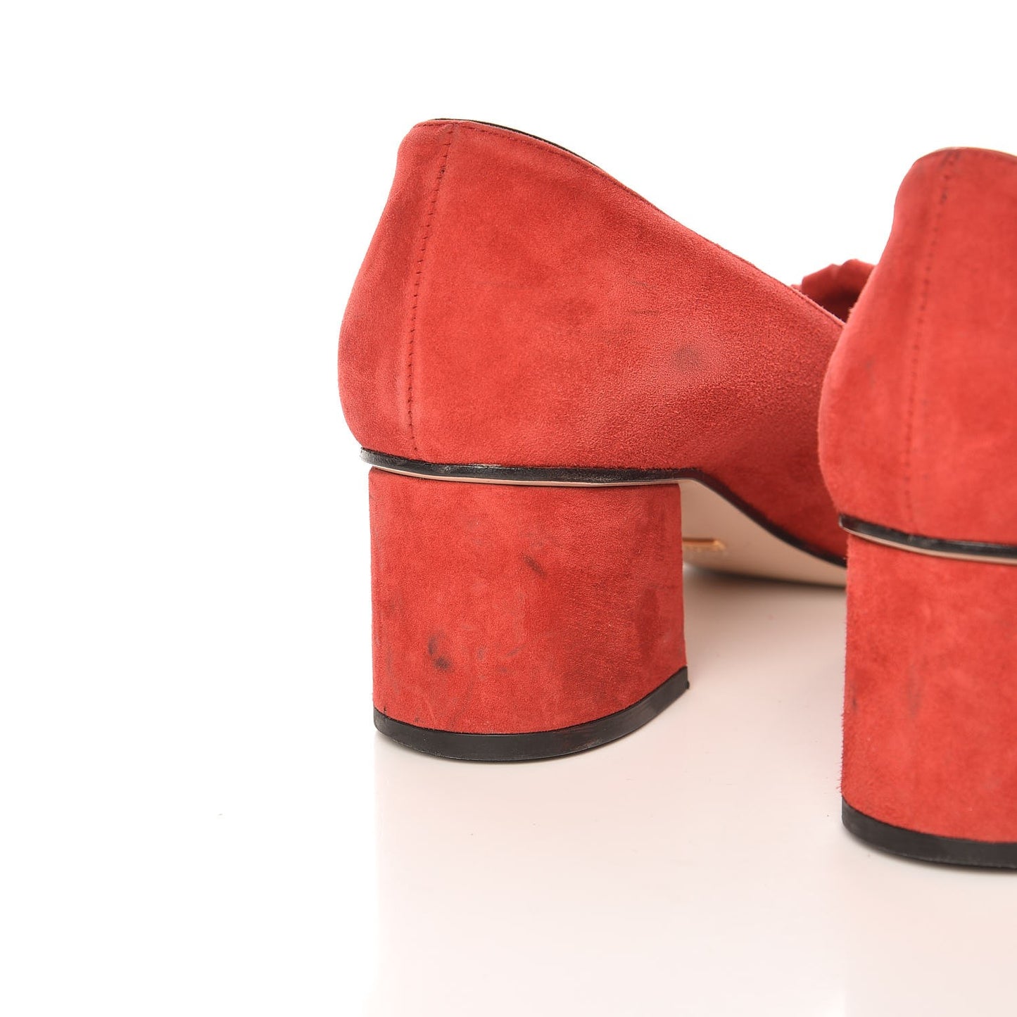 Kid Scamosciato GG Marmont Fringe 50mm Loafer Pumps 38 Vulcanic Red
