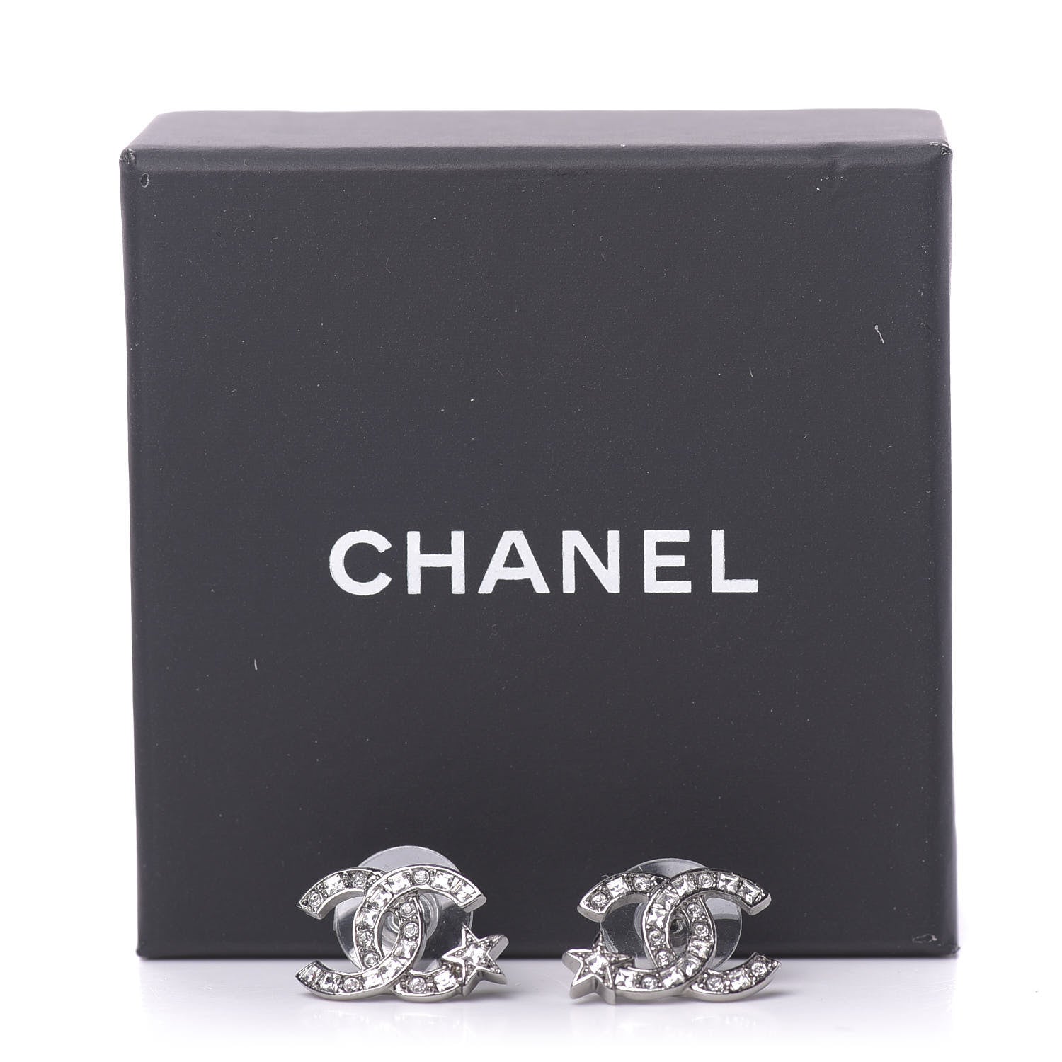 Chanel Crystal CC Starfall Earrings Silver 4 of 4