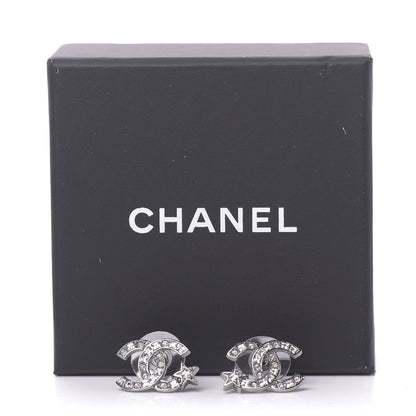Chanel Crystal CC Starfall Earrings Silver 4 of 4
