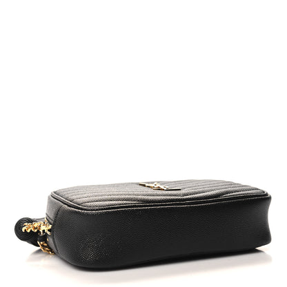 Saint Laurent Grain De Poudre Matelasse Monogram Mini Lou Camera Bag Black 4 of 11