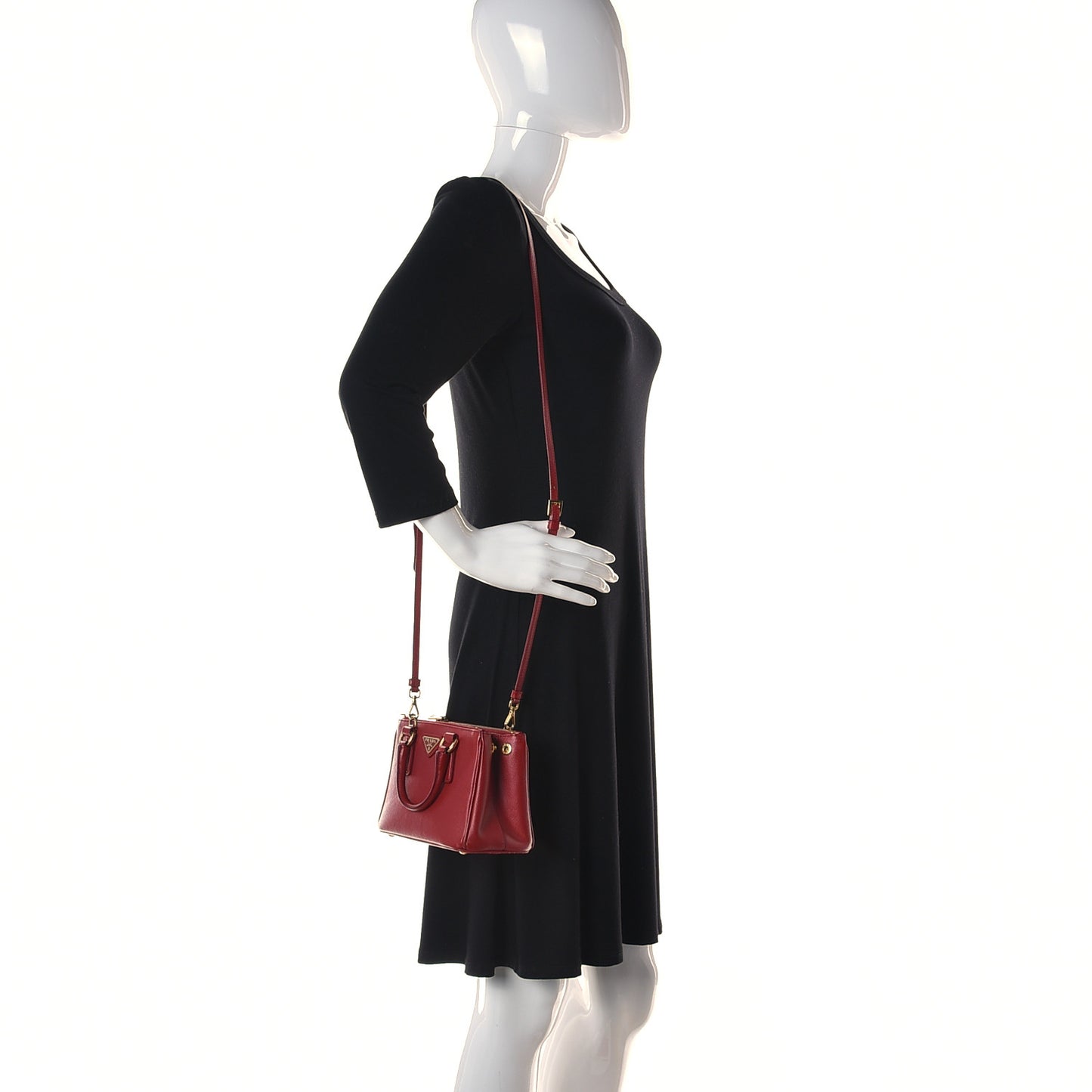 Saffiano Micro Galleria Double Zip Tote Fuoco