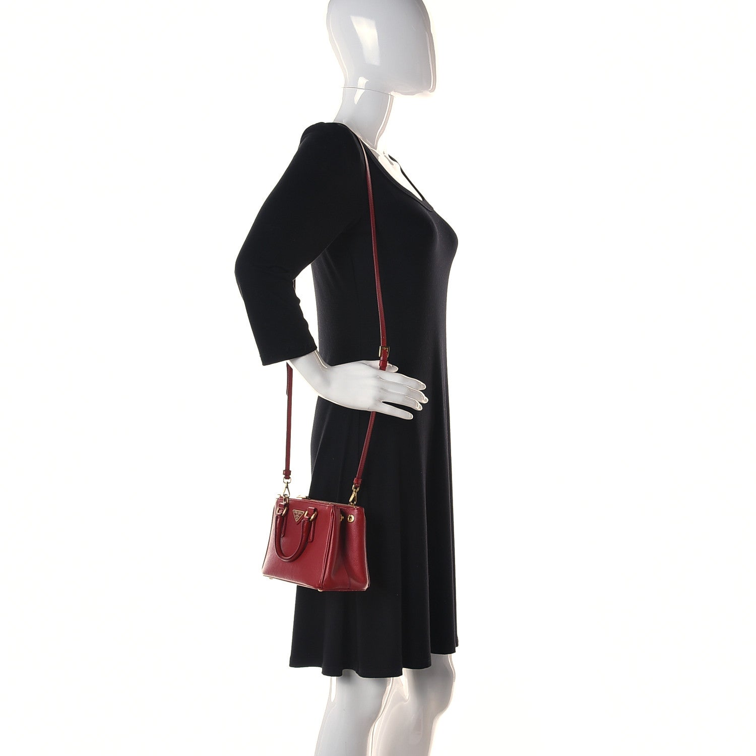 Prada Saffiano Micro Galleria Double Zip Tote Fuoco 2 of 11
