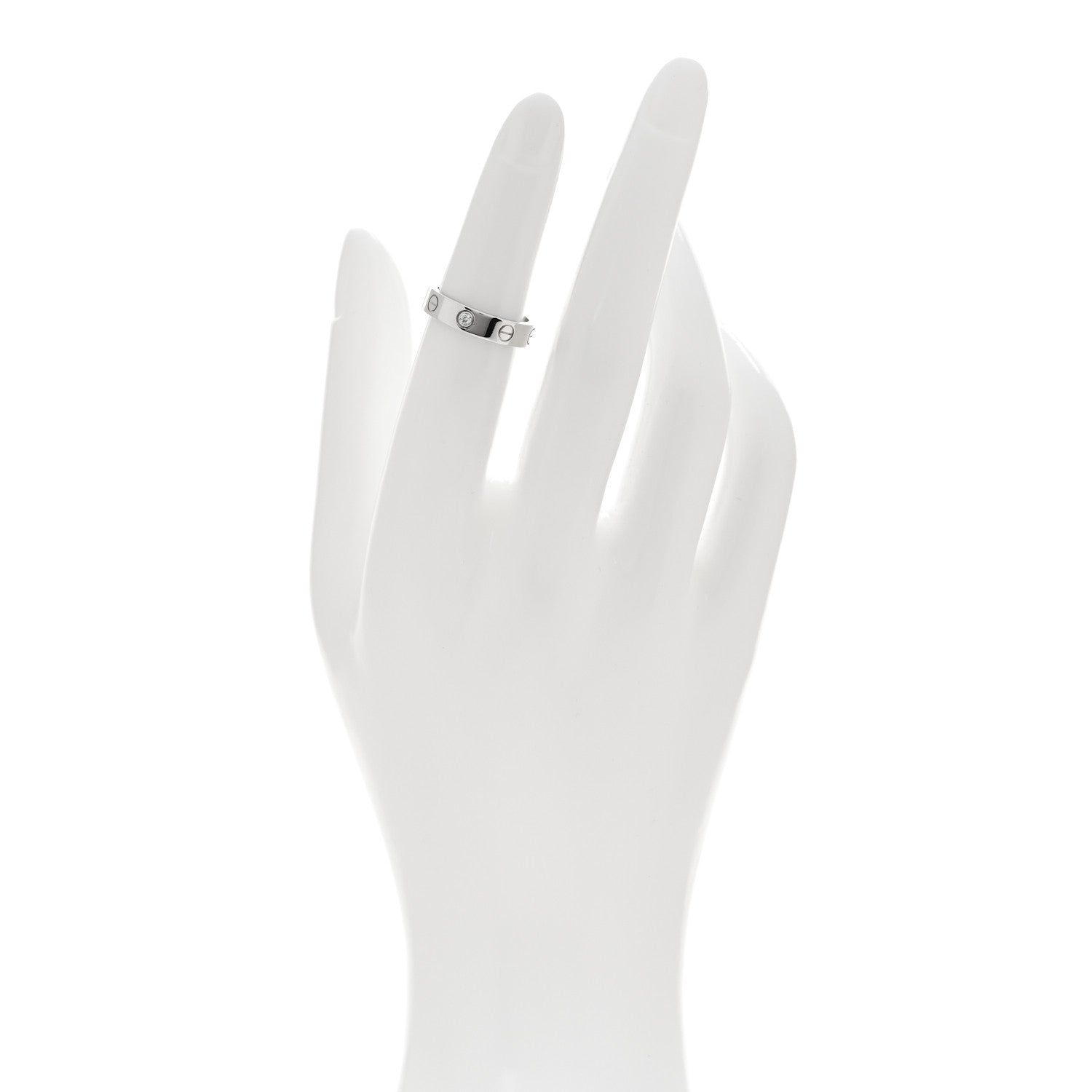 Cartier 18K White Gold Diamond 4mm LOVE Wedding Band Ring 48 4.5 2 of 4