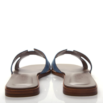 Hermes Denim Canvas Oran Sandals 38.5 Bleu Clair 7 of 10