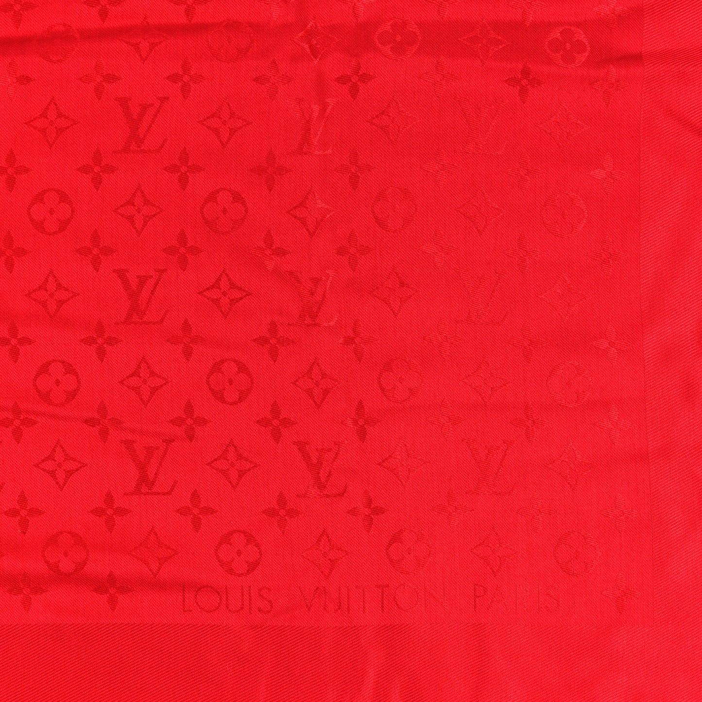 LOUIS VUITTON Silk Wool Monogram Shawl Pomme D'Amour