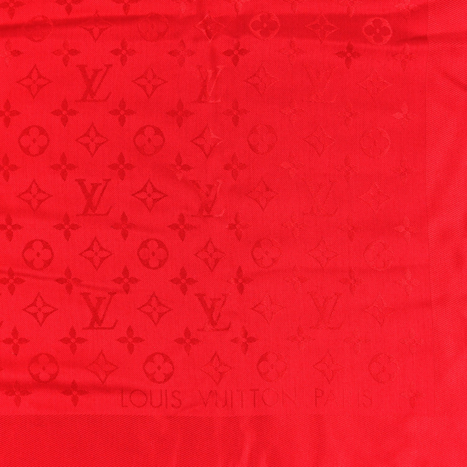 Louis Vuitton LOUIS VUITTON Silk Wool Monogram Shawl Pomme D'Amour 2 of 3