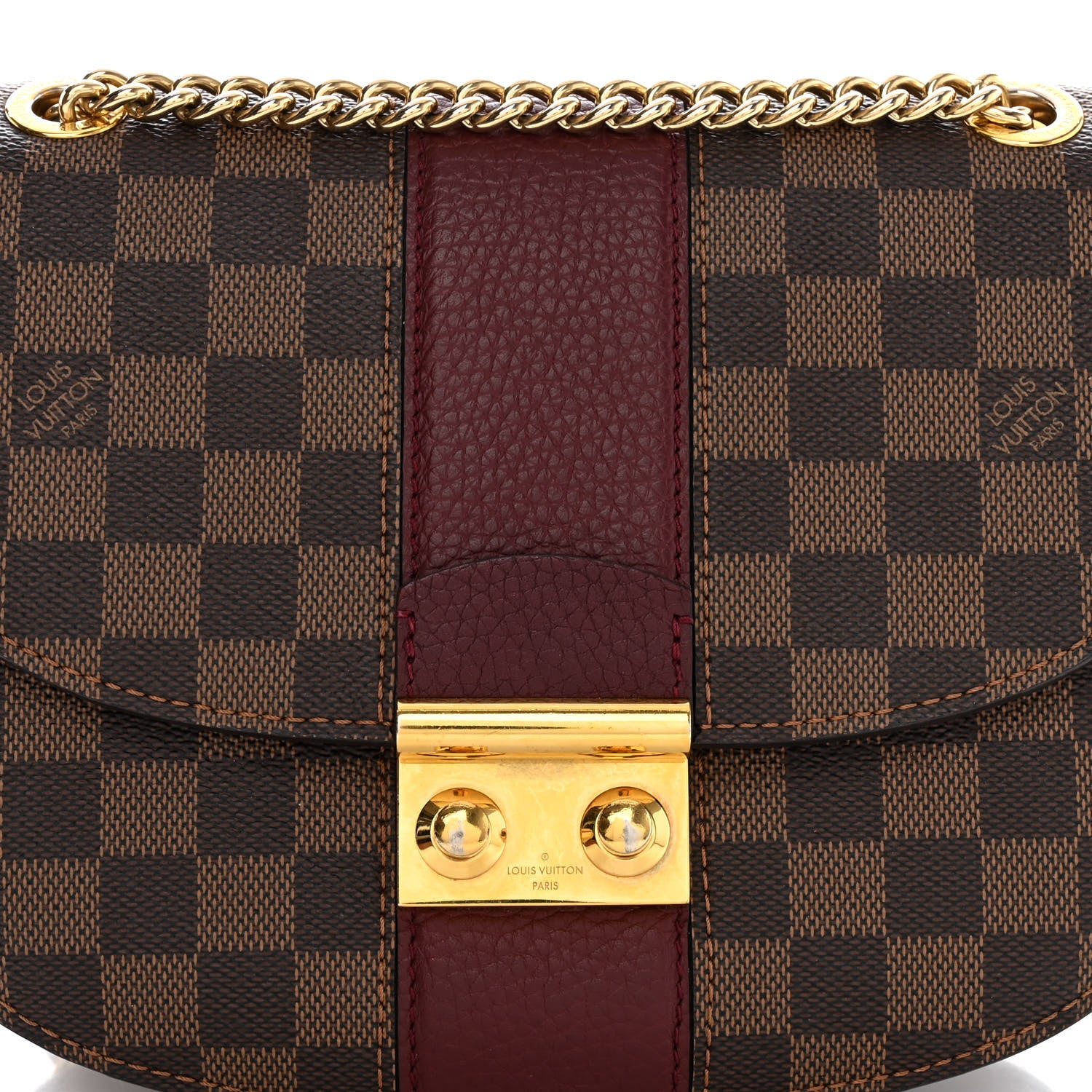 Louis Vuitton Damier Ebene Cuir Taurillon Wight Bordeaux 7 of 13
