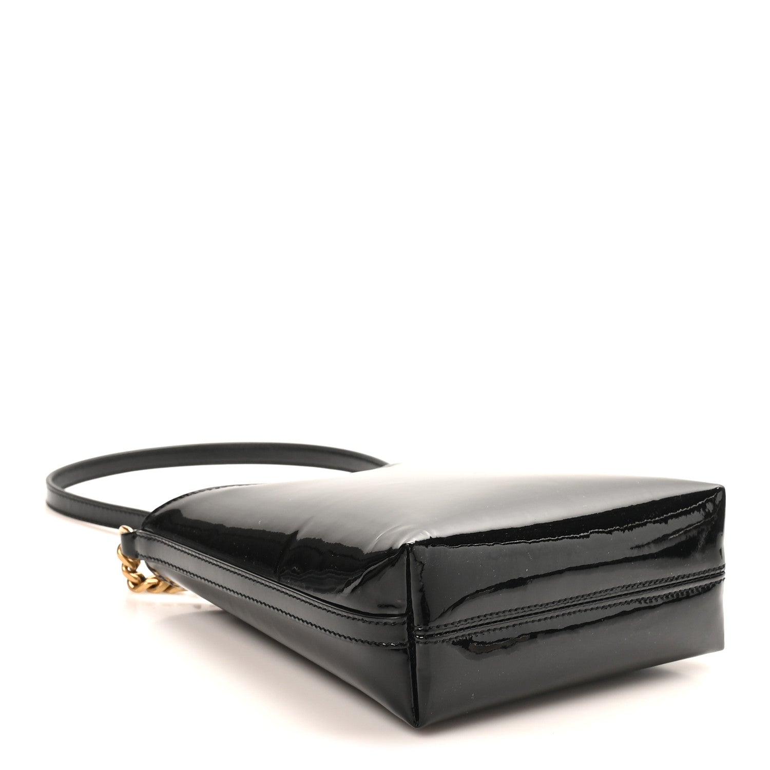 Saint Laurent Patent Calfskin Mini Rendez-Vous Hobo Black 3 of 8