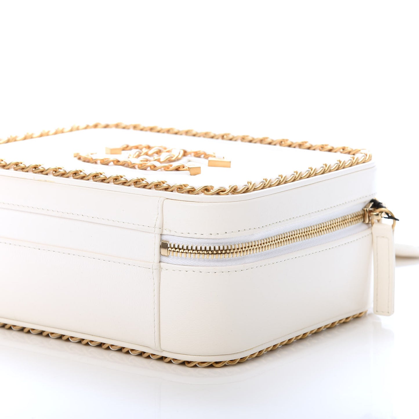 Goatskin Quilted Medium CC Filigree Vanity Case White