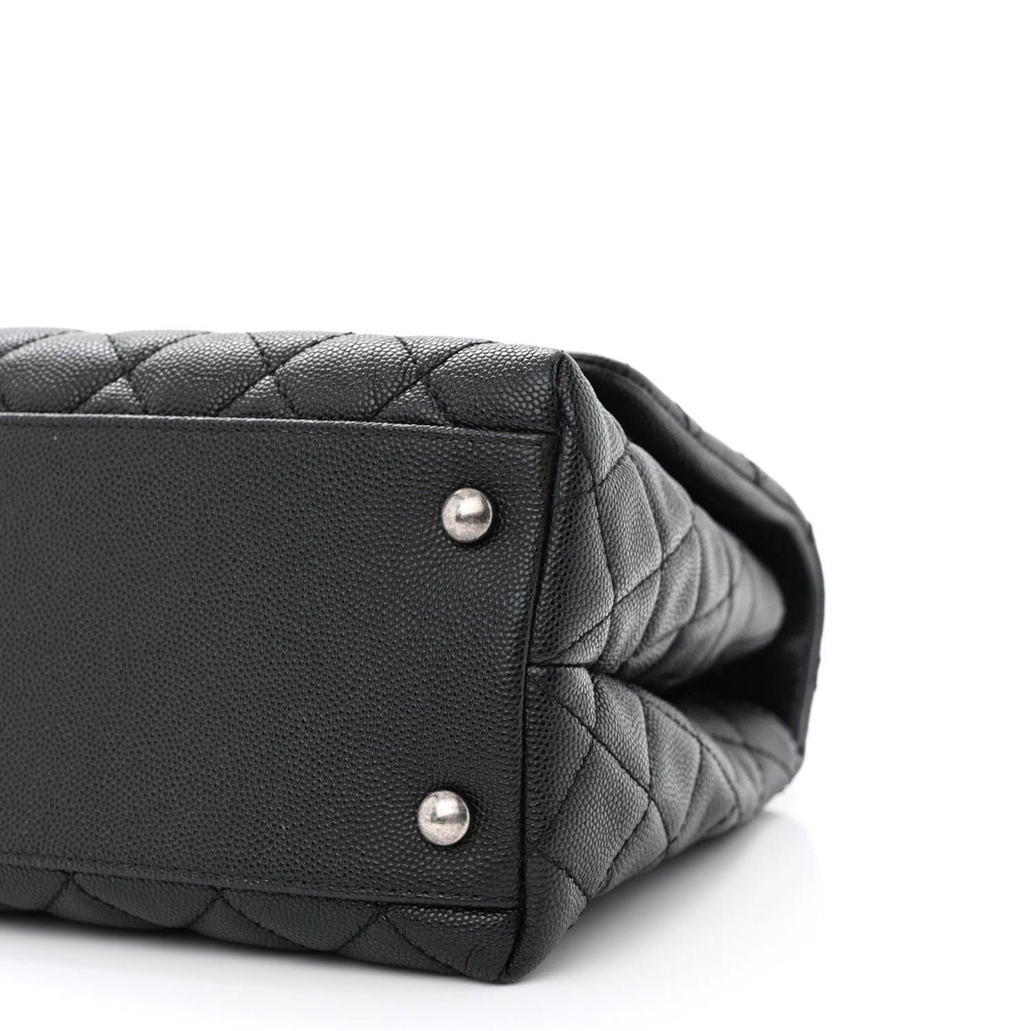 Caviar Lizard Quilted Small Coco Handle Flap Black