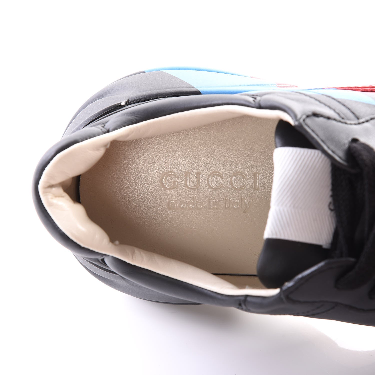 Gucci Calfskin Web Printed Mens Rhyton Sneakers 8.5 Black 7 of 10