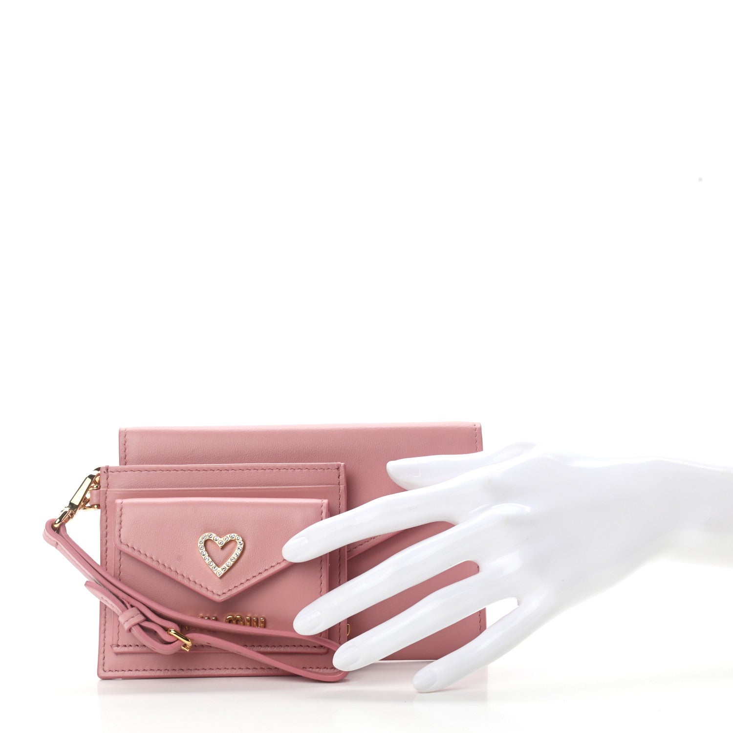 Miu Miu Soft Calfskin Heart Envelope Wallet Wristlet Rosa 15 of 15