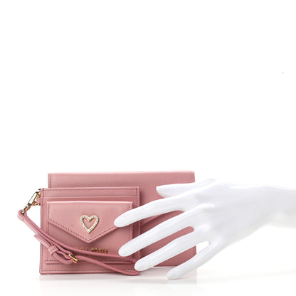 Miu Miu Soft Calfskin Heart Envelope Wallet Wristlet Rosa 15 of 15