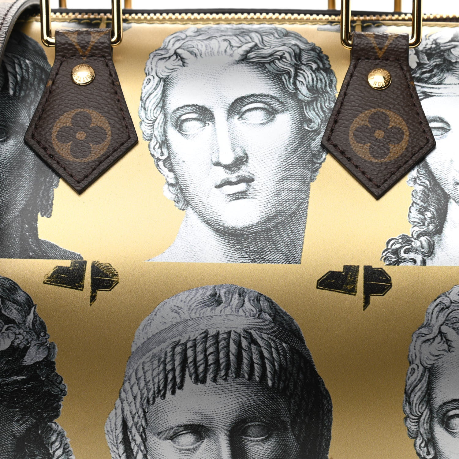 Louis Vuitton X FORNASETTI Calfskin Fornasetti Speedy Bandouliere 25 Gold 7 of 9