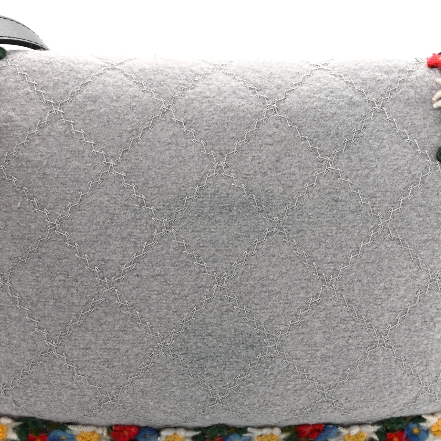 Felt Embroidered Small Crest Austrian Satchel Light Grey
