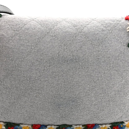 Chanel Felt Embroidered Small Crest Austrian Satchel Light Grey 13 of 15