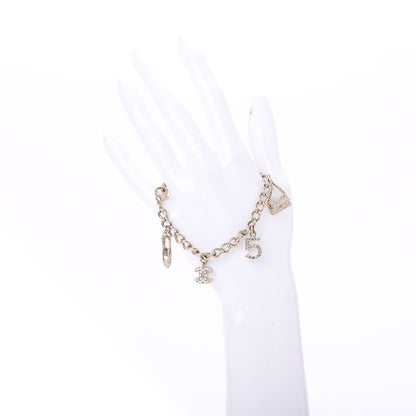 Chanel Crystal CC Heel Motif N°5 Charms Bracelet Gold 2 of 6
