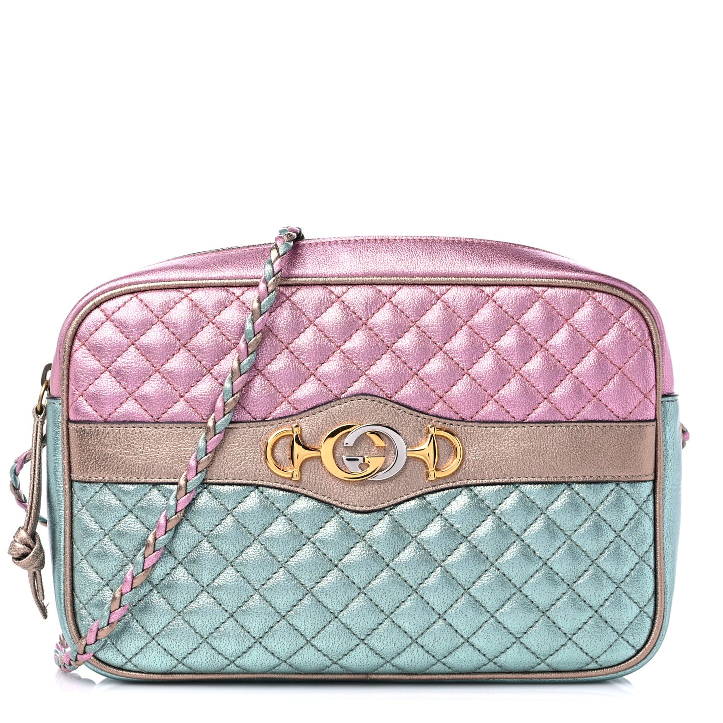 Laminated Nappa Trapuntata Small Zumi Shoulder Bag Rosa Lago Rame