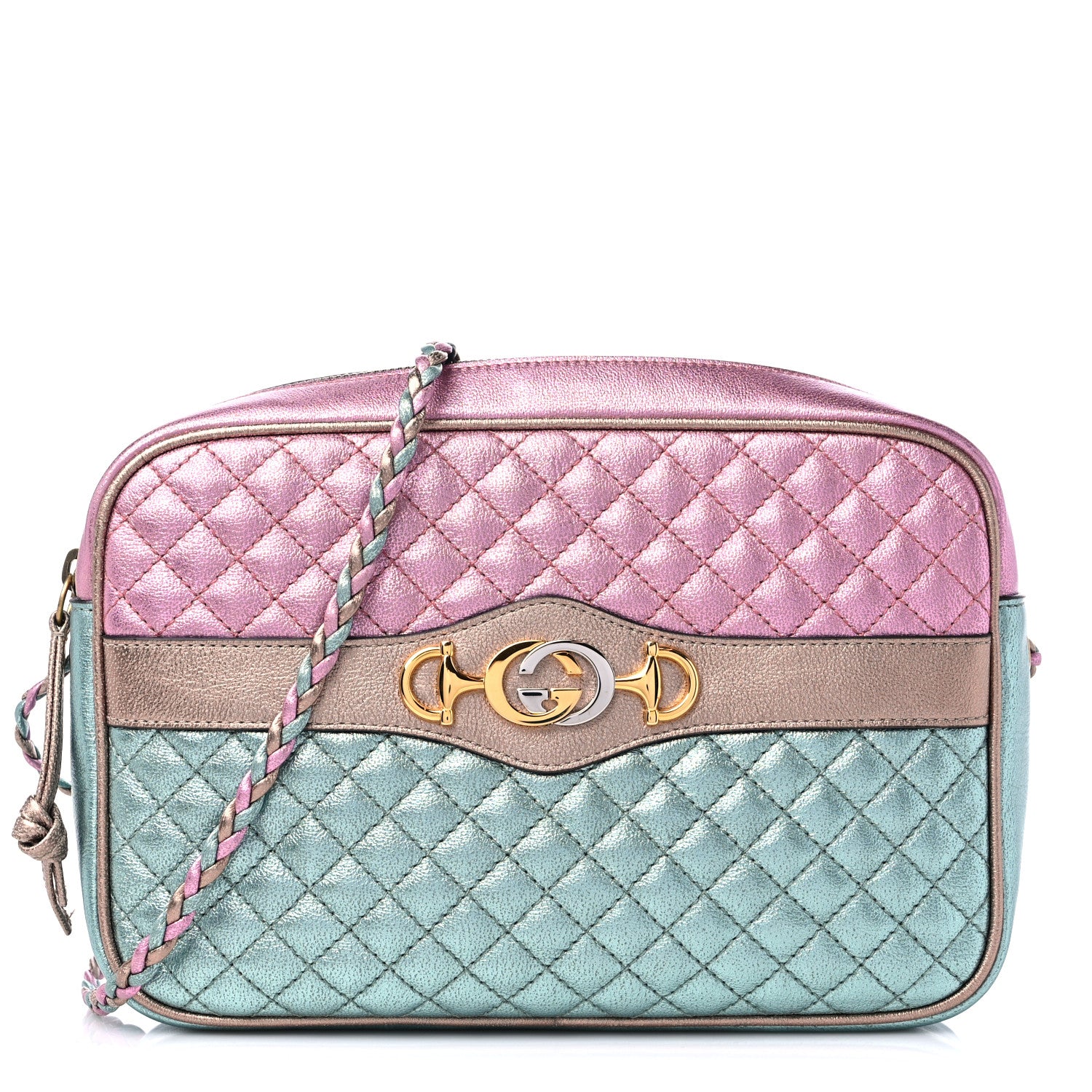 Gucci Laminated Nappa Trapuntata Small Zumi Shoulder Bag Rosa Lago Rame 1 of 9