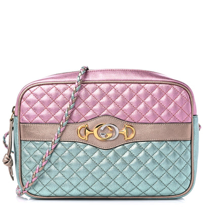 Gucci Laminated Nappa Trapuntata Small Zumi Shoulder Bag Rosa Lago Rame 1 of 9