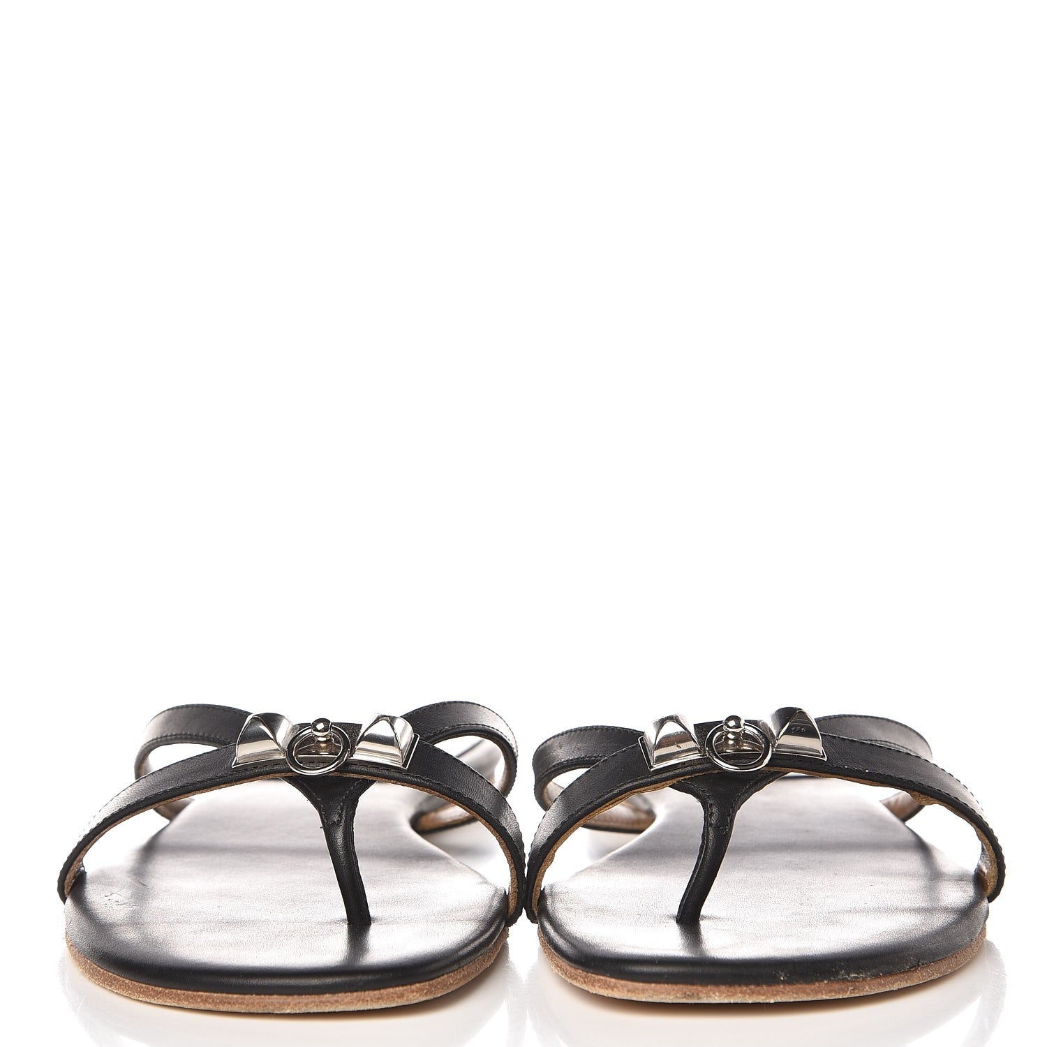 Hermes Nappa Calfskin Corfou Sandals 38 Black 2 of 10