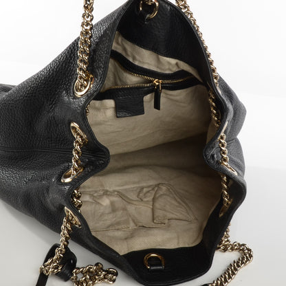 Gucci Pebbled Calfskin Medium Soho Chain Shoulder Bag Black 5 of 8