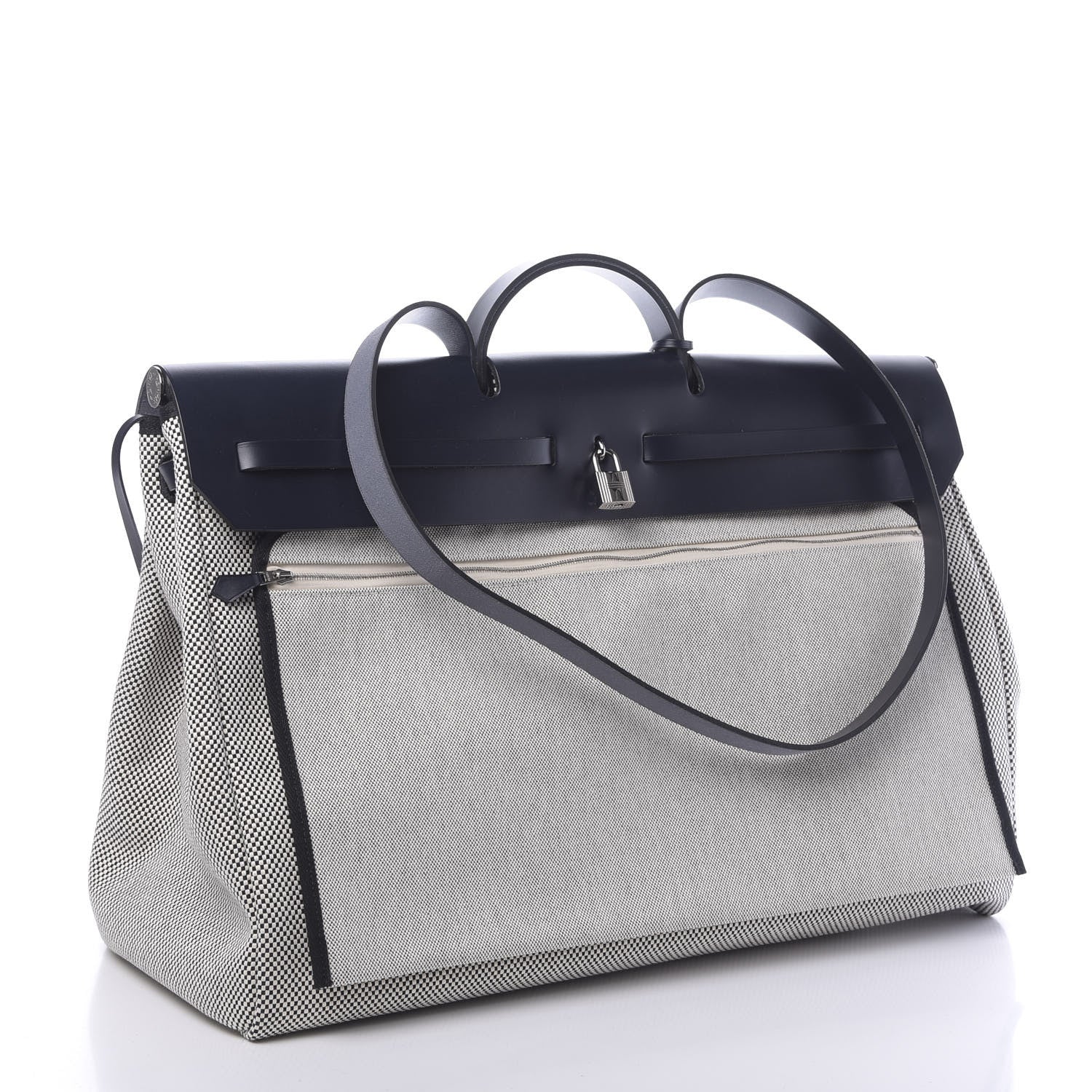 Hermes Criss Viking Vache Hunter Herbag Cabin Zip Retourne 50 Ecru Bleu Marine 3 of 10