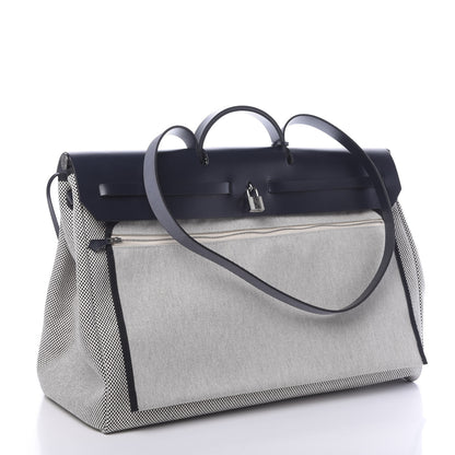 Hermes Criss Viking Vache Hunter Herbag Cabin Zip Retourne 50 Ecru Bleu Marine 3 of 10