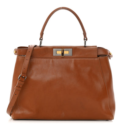 Fendi Vitello Suede Medium Peekaboo Iconic Satchel Cuoio Rame Moro 1 of 20