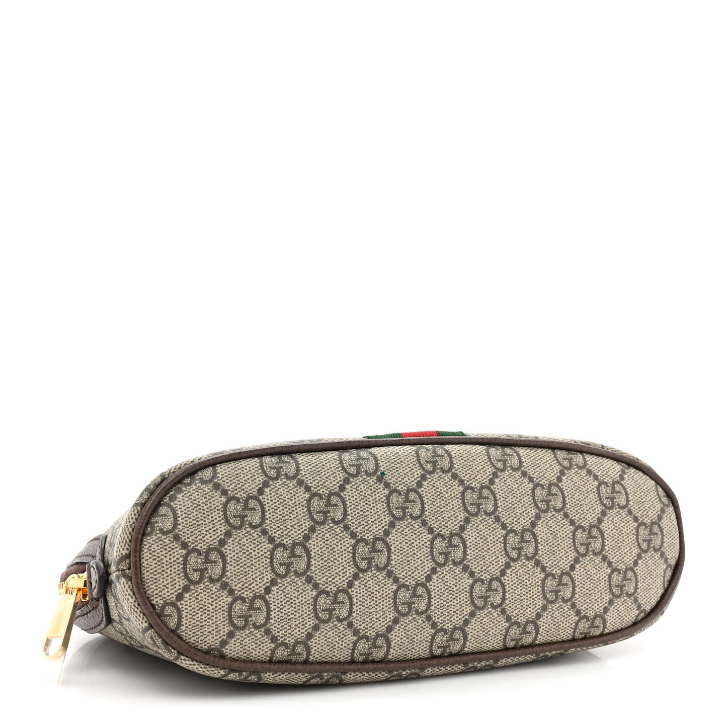 GG Supreme Monogram Textured Calfskin Web Large Ophidia Cosmetic Case Beige Ebony New Acero
