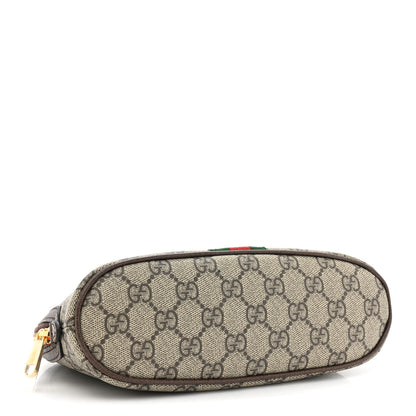 Gucci GG Supreme Monogram Textured Calfskin Web Large Ophidia Cosmetic Case Beige Ebony New Acero 4 of 10