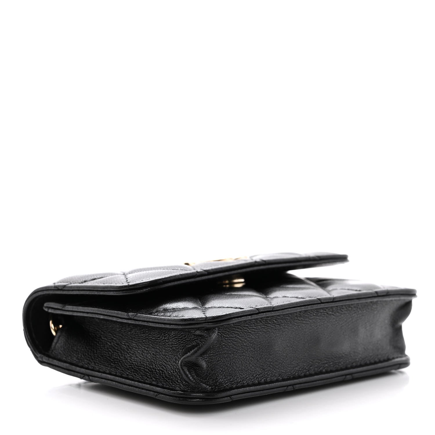 Chanel Shiny Lambskin Ribbon Quilted Flap Belt Bag Black 4 of 12