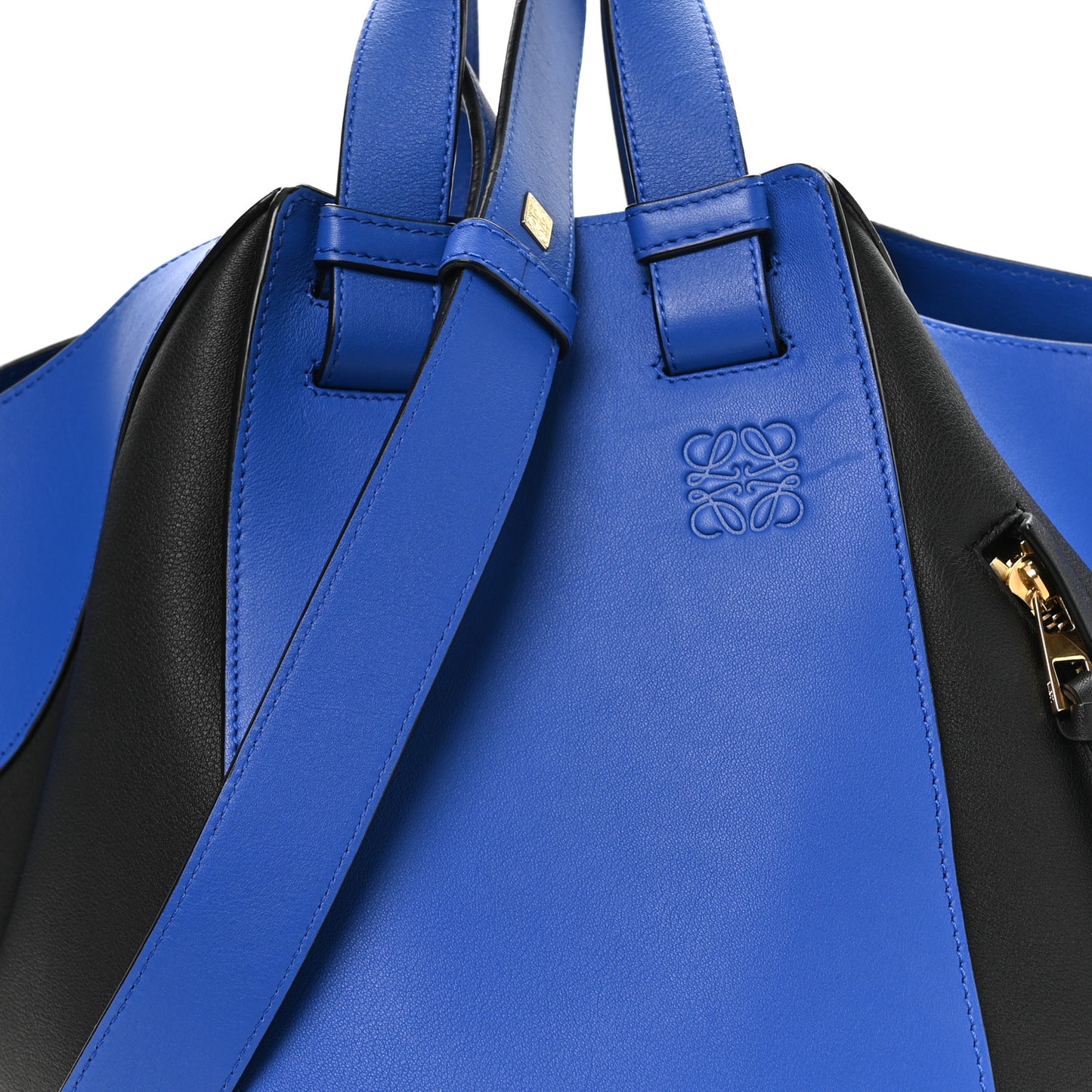 Calfskin Medium Hammock Shoulder Bag Electric Blue Black