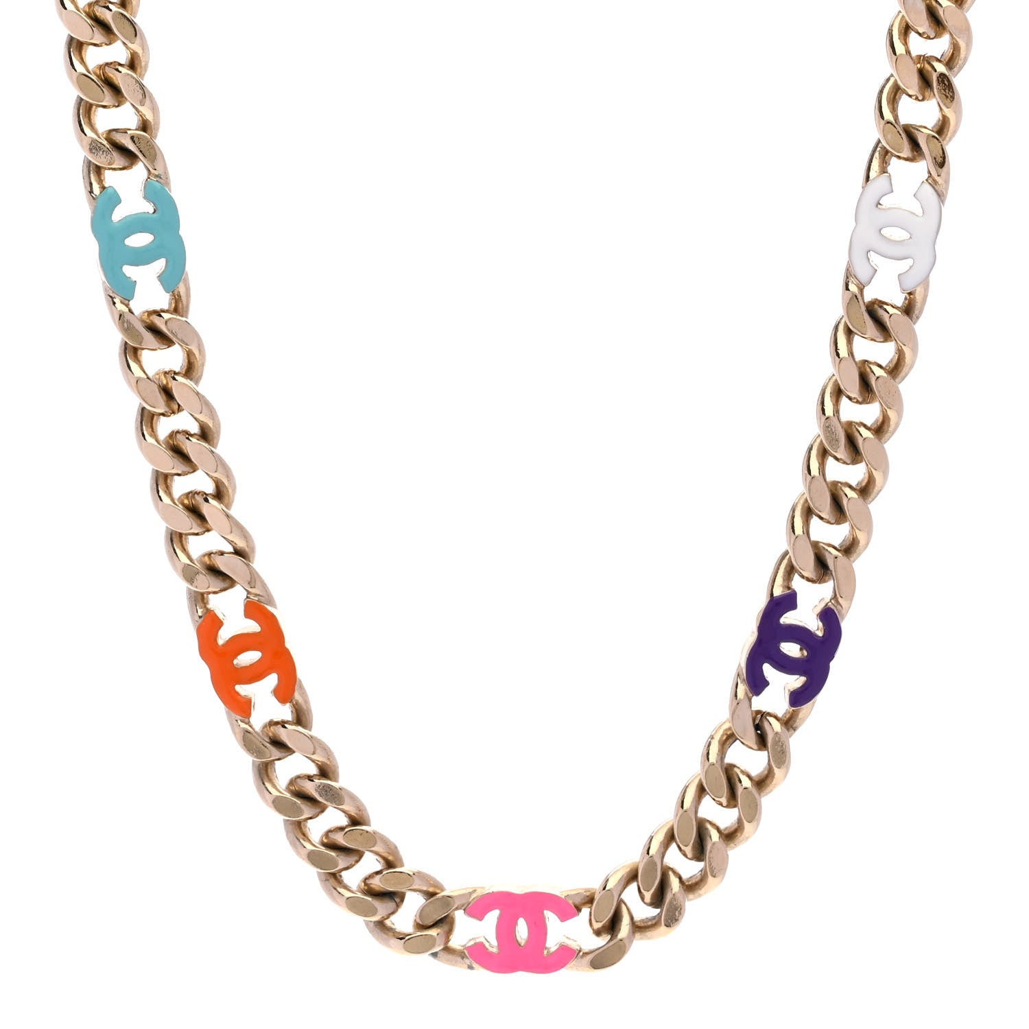 Chanel Metal Enamel Chain CC Choker Gold Multicolor 1 of 6