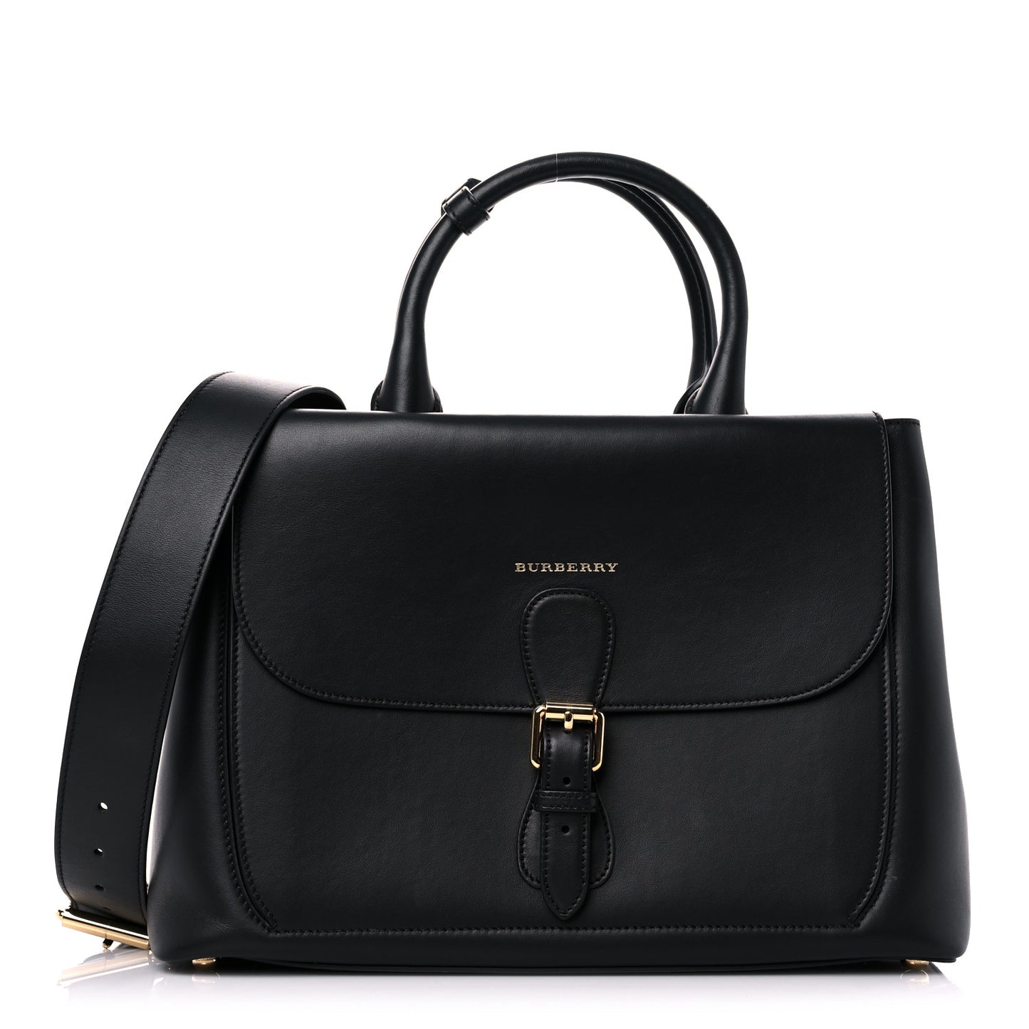 Smooth Bonded Calfskin Large Saddle Tote Black
