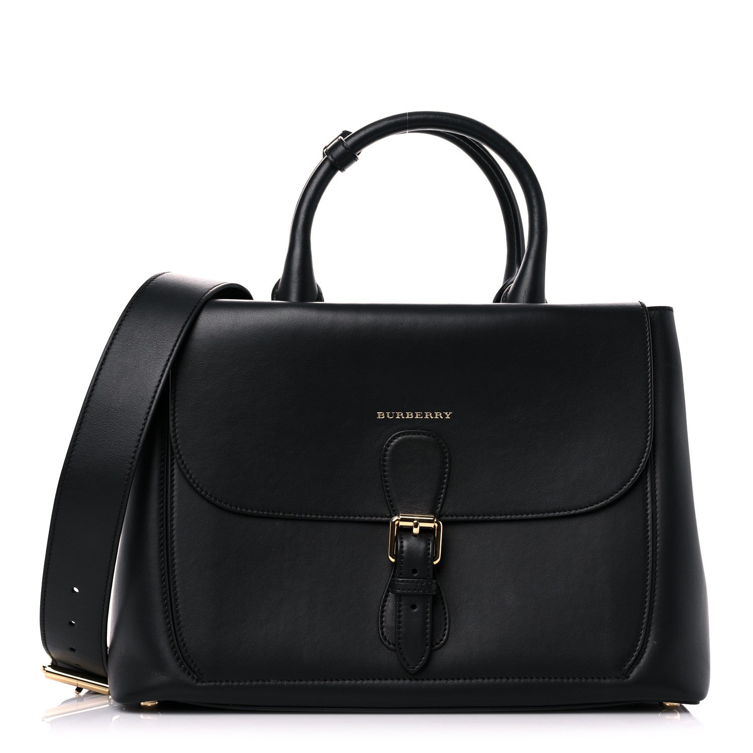 Burberry Smooth Bonded Calfskin Large Saddle Tote Black 1 of 13