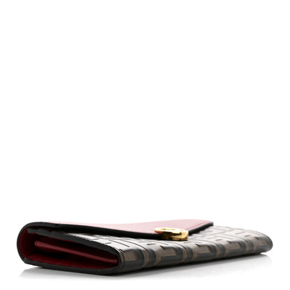 Fendi Vitello Cruise F is Fendi Bi-Color FF 1974 Embossed Continental Envelope Wallet Maya Black Fragola 4 of 7