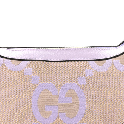 Gucci Monogram Jumbo GG Textured Dollar Calfskin Mini Ophidia Half Moon Hobo Beige Lapis 8 of 10