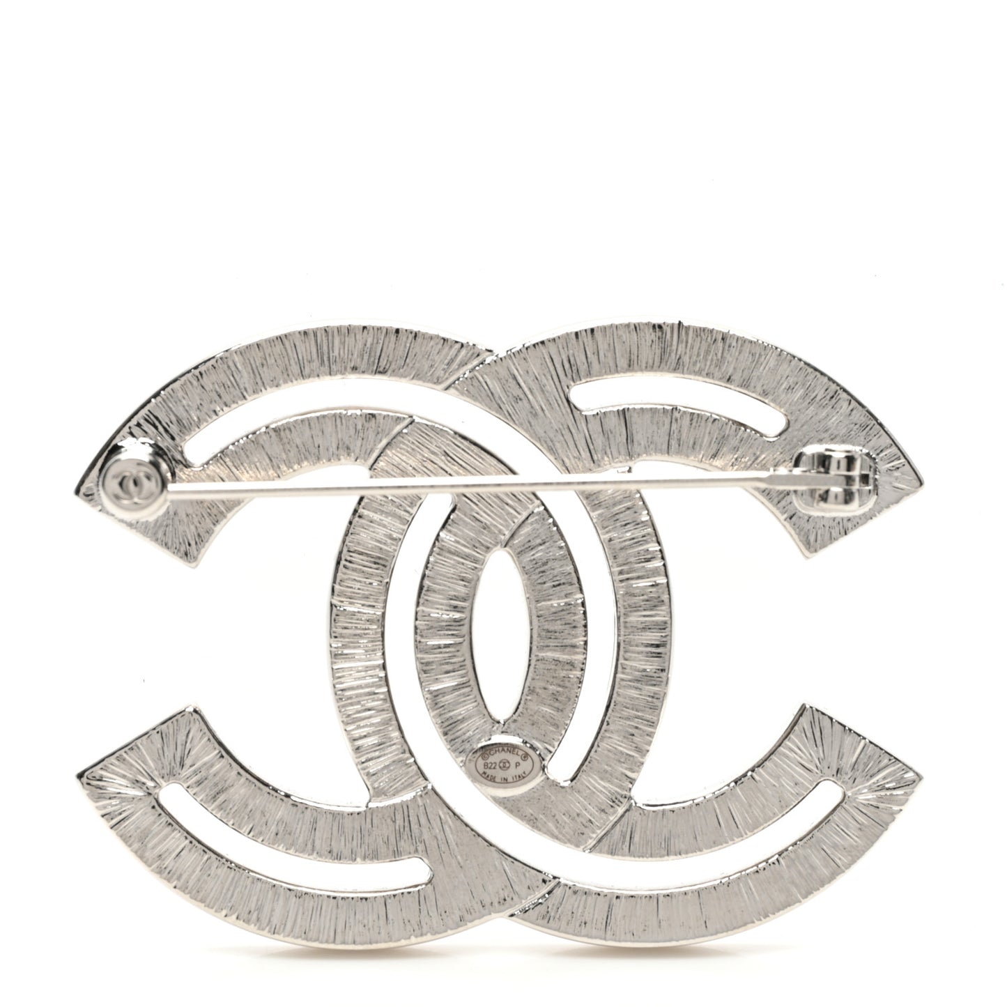 Baguette Crystal CC Brooch Silver