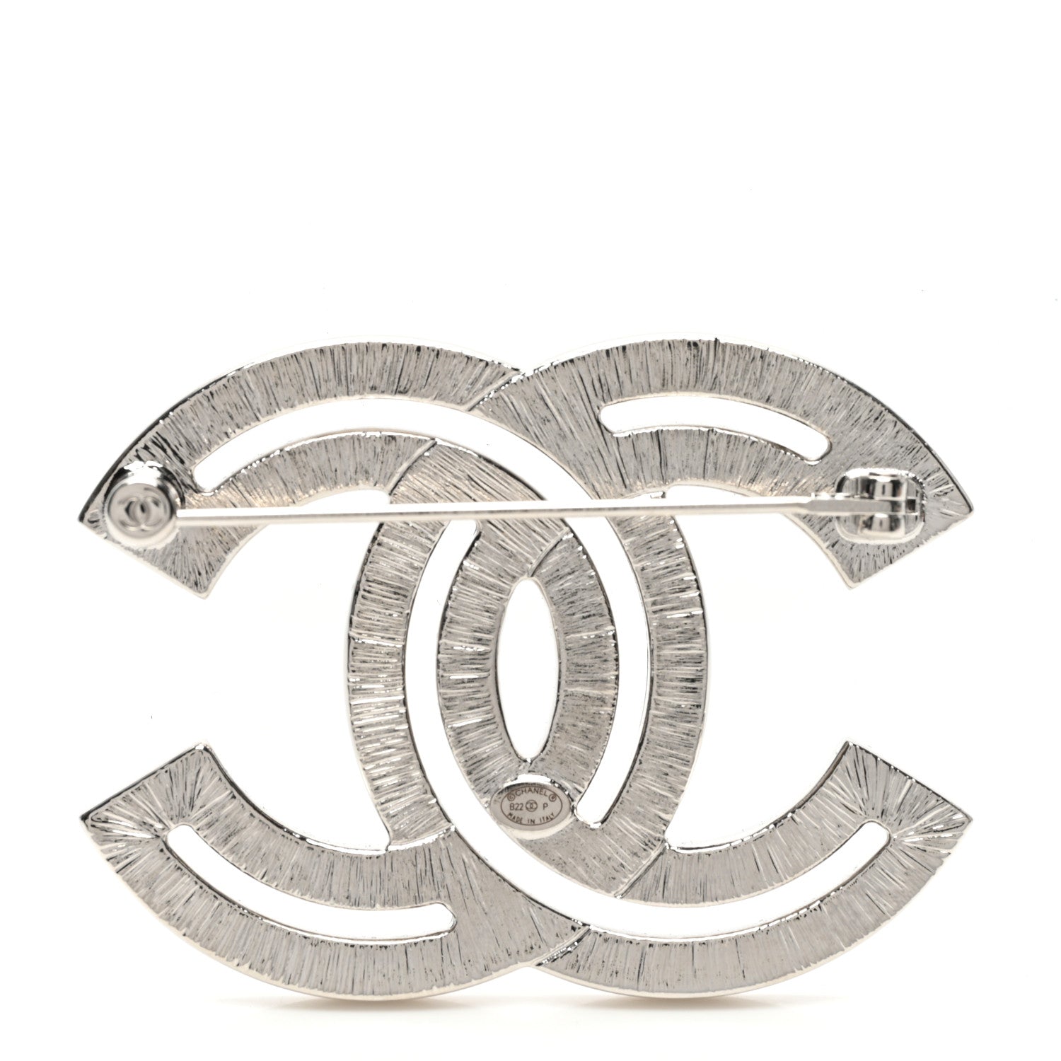 Chanel Baguette Crystal CC Brooch Silver 3 of 5